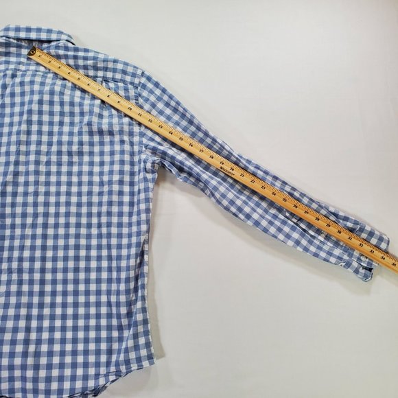 J Crew Flex Shirt Men Large Gray Gingham Slim Fit Stretch Casual Button Down - Picture 13 of 14